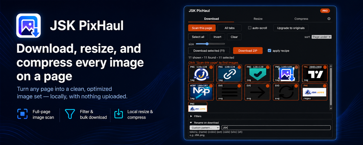 JSK PixHaul — Image Downloader, Resizer & Compressor